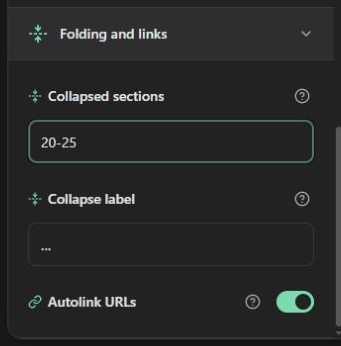 Collapsible code blocks and clickable URLs