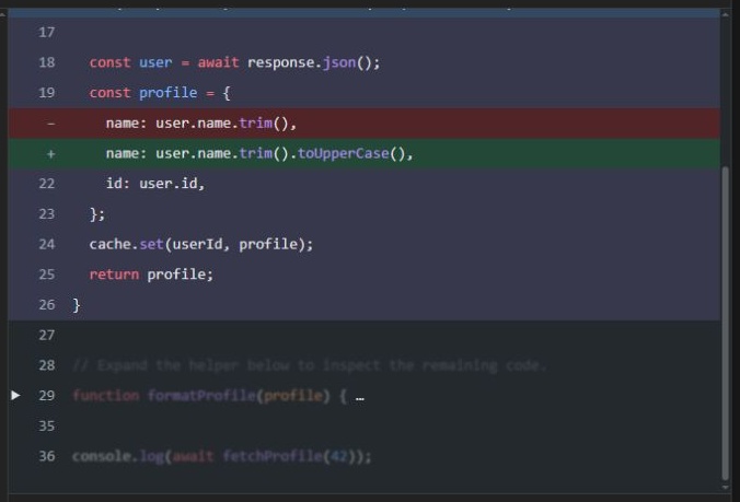Collapsed code summary with its expand control