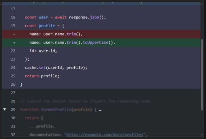 Expanded code section revealing the helper function body